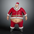 Festive Decorative Ornament Set with Santa Claus Red Outfit White Trim and Standing Pose