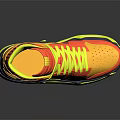 High Top Basketball Shoes with Vibrant Red Yellow Orange and Blue Striped Athletic Design