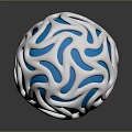 Intricate Decorative Sphere With Hollow Blue And Silver Wave Pattern Shiny Surface 3d model