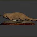 Detailed Platypus Model Figurine With Eggs Placed On Wooden Display Base