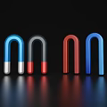 Colorful Decorative Ornament Set with U Shaped Magnets Blue Gray Red on Black Background