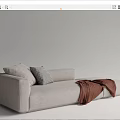Light Gray Modern Sectional Sofa with Pillows and Brown Throw Blanket 3d model