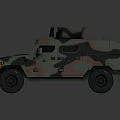 Camouflaged Military Vehicle With Armored Body And Roof Hatch For Tactical Use