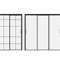 Modern Sliding Doors With Black Frames Frosted Grid And Patterned Glass Design 3d model