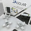 JA SOLAR Modern Exhibition Booth With Solar Product Displays And White Furniture