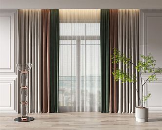 Modern Curtain Fabric Curtain 3d model