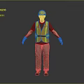Man Wearing Yellow Hard Hat Safety Vest Gloves Brown Pants And Black Shoes