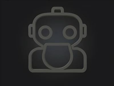 Gray Robot Shaped Outline Pendant With Simple Design On Black Background 3d model