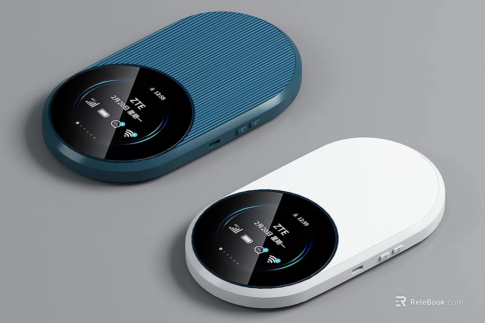 Blue And White Wireless Charger With LED Display Battery Level Oval Textured Design For Phones 3d model 