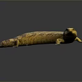 Realistic Yellow and Brown Patterned Lizard with Curved Body and Smooth Skin