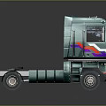 Green Renault Truck Cab Featuring Colorful Stripes Modern Design And Sleek Look