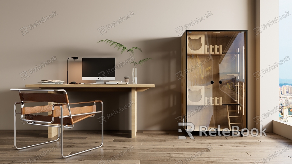 Modern Wooden Desk Pet Cabinet model