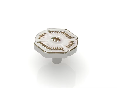 Elegant Floral Design Cabinet Knob In White And Gold For Home Furniture 3d model
