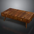 Rustic Natural Wooden Coffee Table With Sturdy Legs And Functional Drawers