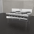 Modern Kitchen Cabinets With Four Burner Gas Stove And Dark Countertop