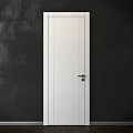 White Swing Door With Simple Panel Design Against Dark Wall Background 3d model