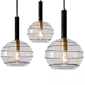 Modern Pendant Lights With Transparent Glass Gold Accents And Black Rods