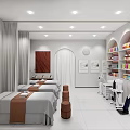 SPA Sauna Lounge Area With Modern Chandeliers Cozy Sofa And Green Plants