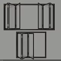 Black Folding Wall Mounted Frames With Glass Panel Doors And Modern Decorative Design 3d model