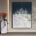Abstract Painting With Deep Blue White Textured Surface And Modern Decor Elements On Interior Wall 3d model