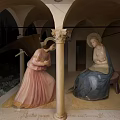 Cultural Art Exhibition Hall Showcasing Religious Statues In Traditional Attire With Arched Columns