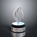 Elegant Silver Flame Shaped Trophy With Black Base For Home Decorative Ornament