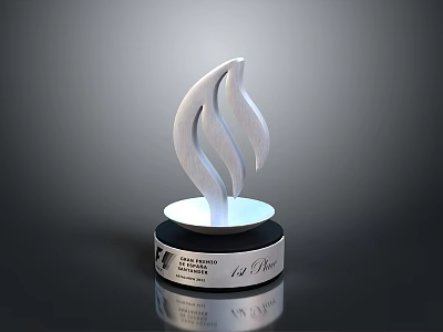 Elegant Silver Flame Shaped Trophy With Black Base For Home Decorative Ornament 3d model