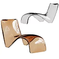 Sleek Modern Leisure Chair With Transparent Acrylic And Curved Brown Frame