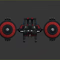 Sci-Fi Mechanical Device With Red Circular Components And Black Main Structure Design 3d model