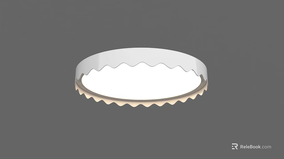 Modern Round White Ceiling Light With Wavy Edge And Soft Lighting 3d model 