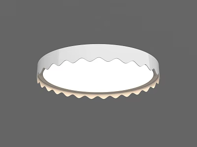 Modern Round White Ceiling Light With Wavy Edge And Soft Lighting 3d model