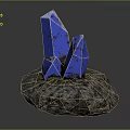 Vibrant Blue Crystal Cluster On Natural Rock Base With Geometric Formation