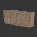 Modern Wooden Entryway Console Cabinet With Chevron Pattern Doors And Glass Top