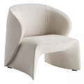 Modern Beige Upholstered Leisure Chair With Curved Backrest Comfortable Seat And Sturdy Base