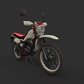White And Red Off Road Motorcycle With Large Tires And Modern Design
