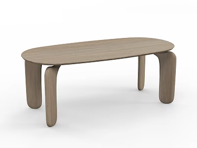 Modern Wooden Oval Dining Table With Unique Curved Legs Design 3d model