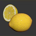 Fresh Yellow Lemons With Whole And Sliced Fruit On Dark Reflective Surface