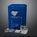 Blue Mailbox With ПОЧТА Sign And Scattered Postcards And Letters