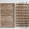 Bamboo Room Dividers With Diagonal Weave And Vertical Slat Designs For Interior Decoration