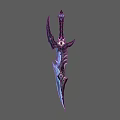 3D Fantasy Sword With Blue Blade Black Hilt And Ornate Decorative Guard Design