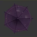 Decorative Chinese Pavilion Model with Purple Multi Tiered Roof and Orange Pillars Hexagonal Base