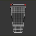 Sturdy Metal Shopping Cart With Upper Wire Basket Lower Shelf Red Handles Smooth Rolling Wheels