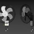Black Wall Mounted Air Conditioning Fans With Metal Mesh And Adjustable Controls 3d model