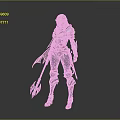 Fantasy Woman Warrior Wearing Detailed Armor With Axe And Cloak In Standing Pose