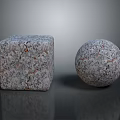 Textured Stone Cube And Sphere With Gray Surface And Natural Patterns 3d model