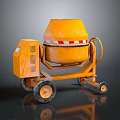 Orange Mobile Concrete Mixer With Mixing Drum And Wheels For Construction