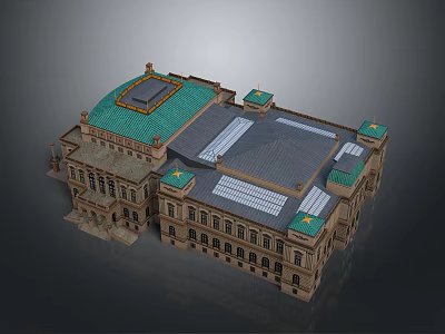 Classical Style Residential Building Featuring Green Roof And Ornate Multi Story Facade Design 3d model