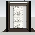 Elevator Interior Design With Marble Wall And Wooden Side Panels And Ceiling Lighting 3d model