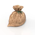 Handcrafted Burlap Storage Bag For Daily Supplies With Green String Tie