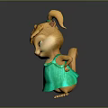 Cute Animated Squirrel Character Girl With Blonde Pigtails Green Dress And Big Eyes